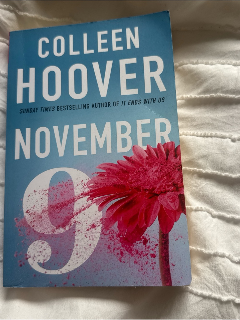 Colleen Hoover "November 9" Paperback - Blue Cover with Pink Flower